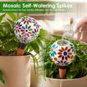 Terracotta Watering Spikes Mosaic Watering Globes for Outdoor Plants 2 Pack Automatic Plant Waterer Watering Devices Water Bulbs, 9.88''X4.4''