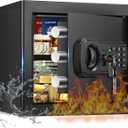 1.3 Cub Small Fire Safes Document Box Home, Security Home Safes Water and Fireproof with Digital Keypad, Spare Keys and Removable Shelf, Anti-Theft Fireproof Waterproof Safe for Home Money Valuables