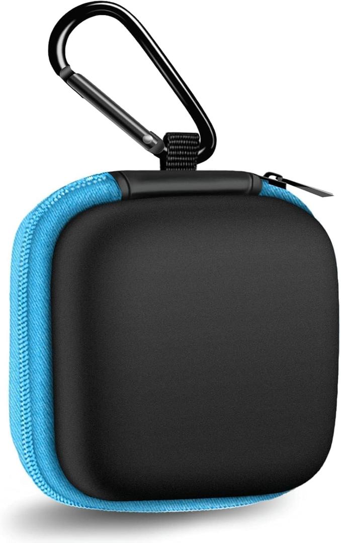 MOLOVA Square Earbud Case Portable EVA Carrying Case Storage Bag Tech Pouch Cell Phone Accessories Organizer with Carabiner for Earphone, Earbud, Earpieces, SD Memory Card, Camera Chips, Blue