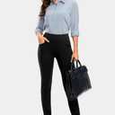 Rammus Womens High Waist Dress Pants with Pockets Business Casual Work Pants for Women Stretchy Skinny Slacks for Office (Black, L)