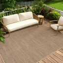 9x12 Large Area Rug for Living Room Modern Solid Brown Indoor Outdoor Rugs Non Slip Low Pile Neutral Patio Easy Jute Outdoor Rugs Washable Carpet for Porch Kitchen Bedroom Living Room Backyard, Brown
