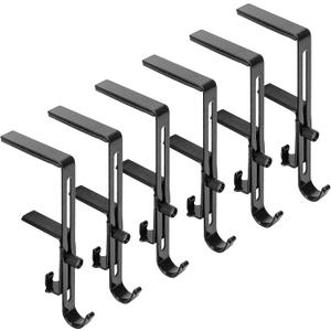 Alpurple 6 PCS Adjustable Christmas Metal Stocking Hooks Hanger for Mantle, Black