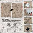 Floral Wallpaper Peel and Stick Wallpaper Boho 17.3"197" Vintage Floral Contact Paper for Cabinets Removable Self Adhesive Wall Paper for Bedroom Butterfly Flower Mural Decor Vinyl Roll