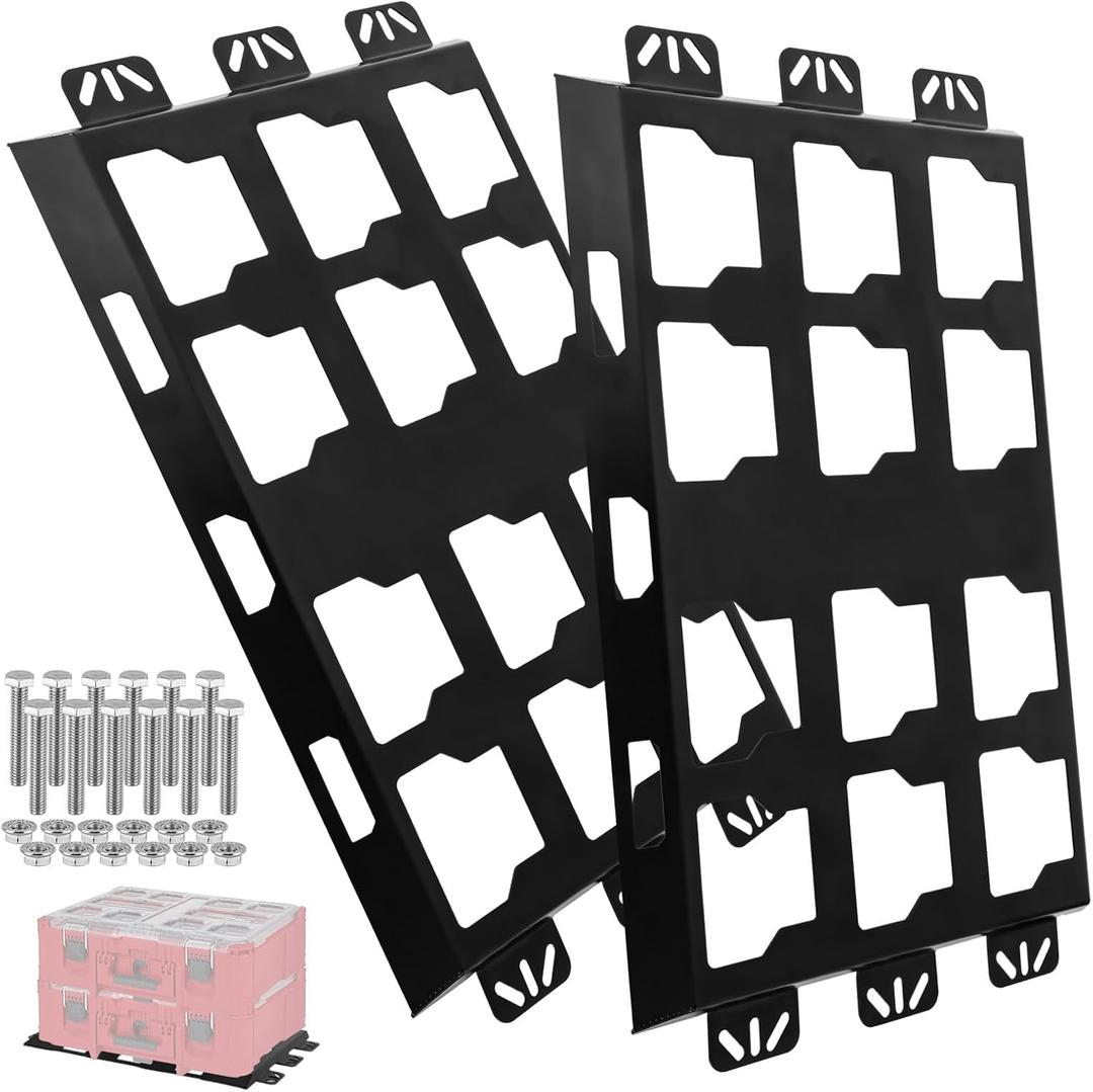 BYERN AUTO Heavy Duty Mounting Plate Compatible with Milwaukee Packout Toolbox System, Full Metal Base Plate with Powder Coat, Truck Bed Wall Floor Mount Van Garage Workshop Storage Organizer（2 pcs）