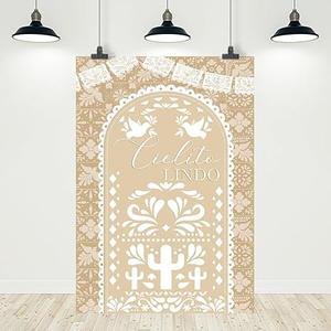 MEHOFOND 5x7ft Light Beige Cielito Lindo Vertical Backdrop Baby Shower Photography Background Mexican Theme Baby Shower Party Decorations Wedding Birthday Bridal Shower Banner Photo Supplies