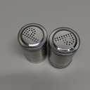 2 oz Stainless Steel Metal Salt and Pepper Shakers Set for Kitchen, Dinner Table, Cooking, Travel, Refillable, Perforated "S" and "P" Caps (3.5 in)