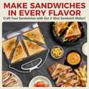AshGlen Ceramic Breakfast Sandwich Maker Press 2 Slices, Mini Sandwich Press, Grilled Cheese Maker, Tostadora De Pan Sandwichera, Sandwichera Electrica, Sandwich Toaster, Ceramic Coating, White