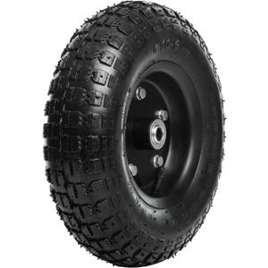 13 Inch 1 PC Rubber Pneumatic Replacement Tires and Wheels 4.00-6 with 5/8'' Bearing and 3.15'' Offset Hub, Anti-slip Inflated Air Wheel for Garden Wagon/Hand Truck/Trolley/Garden Scooter etc.