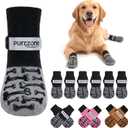 6 Pcs Non-Slip Dog Socks with Cute Bone Paw Grips Indoor Dog Socks for Hardwood Floors, Booties for Hot Pavement, Socks for Winter Snow, Paw Protector Socks (Modern Grey, Medium)