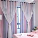 Yancorp Curtains for Girls Bedroom Kids Room Curtain Colorful Window Nursery Curtain 84 inches Length Room Darkening Grommet 2 Layers (Pink Grey, W52 X L84)