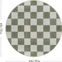 LIVEBOX Checkered Round Rug 6 Ft Washable Area Rug for Playroom Classroom, Kids Non-Slip Neutral Classic Circle Rug Geometric Large Carpet Soft Boys Nursery Rug for Dorm Bedroom(Sage Green,180R)