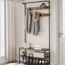 VASAGLE Hall Tree with Bench and Shoe Storage, Entryway Bench with Coat Rack Stand and Shoe Rack, 9 Movable Hooks, Top Bar, Fabric Shelves, Industrial, Rustic Brown and Black UHSR421B01