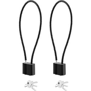 DELSWIN Cable Gun Locks with Keys - 15" Keyed Cable Gun Lock Heavy Duty Helmet Lock (Charcoal Black-2P)
