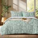 Joiedomi Queen Comforter Set, Sage Green 3 Pieces Floral Queen Bedding Set with 1 Soft Reversible Botanical Comforter and 2 Pillow Shams, Bed in a Bag for All Seasons