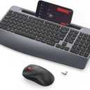 Ergonomic Wireless Keyboard and Mouse with Wrist RestPhone Holder - 2.4GHz Full-Sized Low-Profile Quiet Wireless Mouse and Keyboard Combo for Computer, Laptop, PC, Mac-Grey