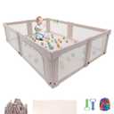 Foldable Playpen with Mat for Babies and Toddlers, 73" x 61" Baby Play Pen for Indoor & Outdoor, Playard with Soft Breathable Mesh, Pull-Link and Ocean Balls, Pink