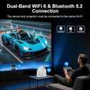 Mini Projector with WiFi and Bluetooth, Built-in Apps Portable Projector 4K Support, Auto Vertical Keystone & Auto Focus, 200 ANSI, 5W Speaker 180 Rotatable Smart Proyector for Movie Home Outdoor