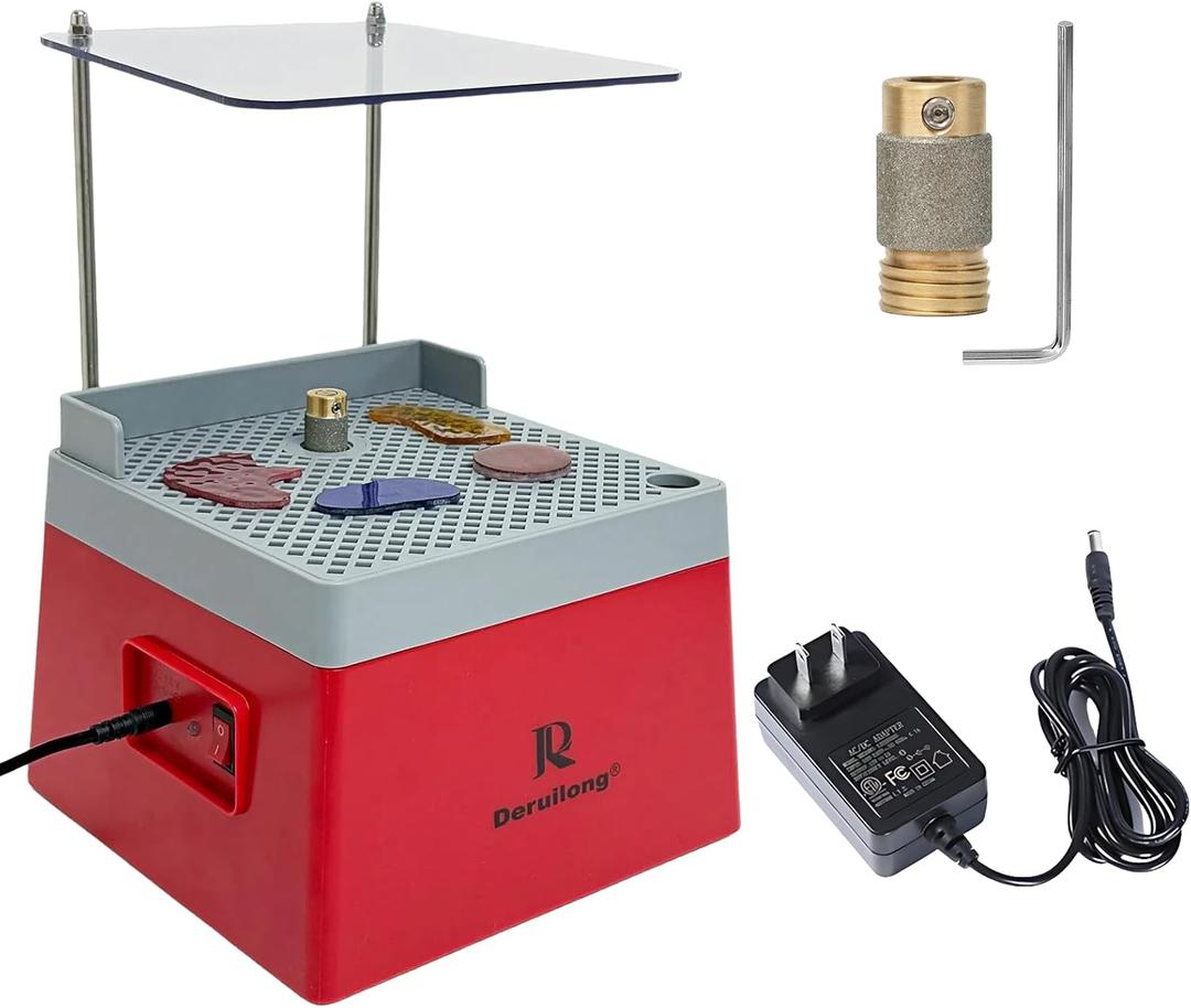 Stained Glass Grinder, Portable Glass Grinder Art Grinding Tool with 5/8" Diamond Grinder Bit (Red)