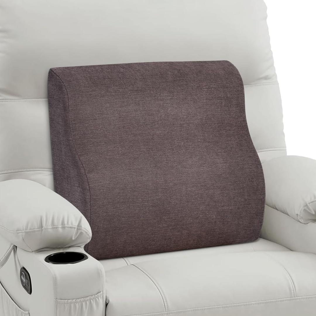 TANYOO Back Support Pillow for Recliner Dual Layer Lumbar Support Pillow with Gel Memory Foam Ergonomic Orthopedic Couch Lumbar Cushions for Elderly Lower Back Pain Relief Washable Cover Brown