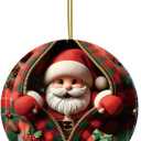 3 x 2025 Christmas Tree Fun Santa Claus Decorations, Christmas Ornaments 2025Painted Glass Style, Unique Acrylic Hanging Decorations