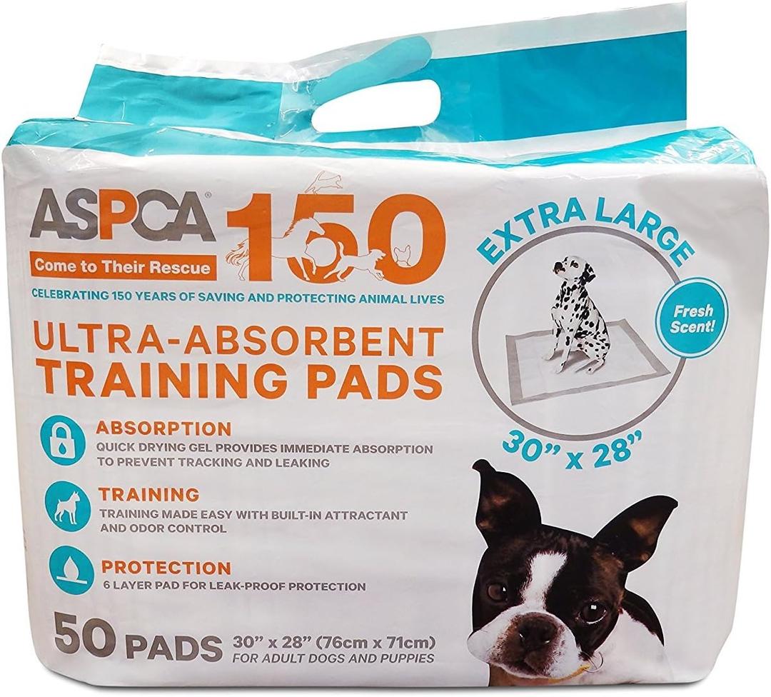 ASPCA Scented Puppy Pads, Dog Training Pee Pads, Absorbent Potty for Dogs, Quick-Drying Leakproof Large with Odor Control (Gray, 50 Count - (XL 28 x 30)) (Fresh)