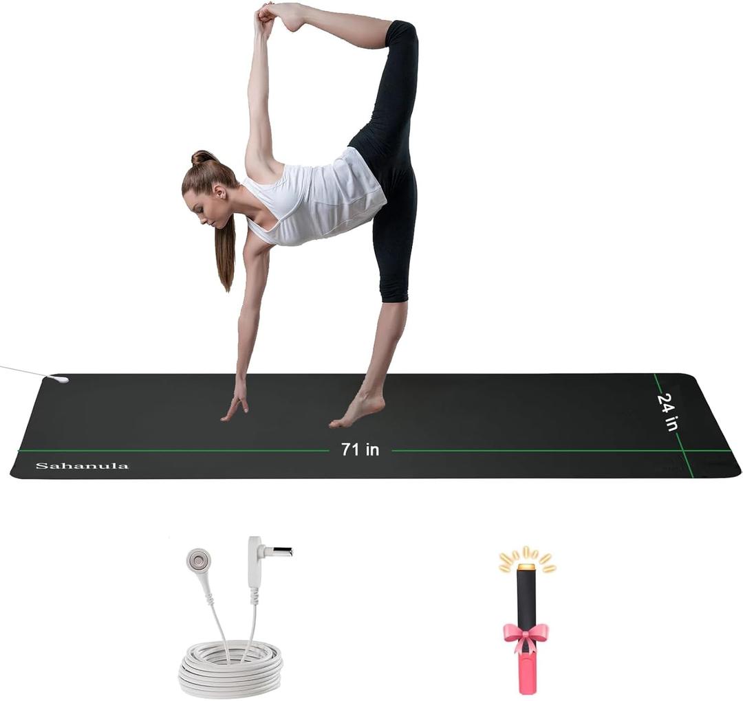 Grounding Yoga Mat - Exercise Fitness Pad, 71x24 Inch Upgraded Non-Slip Grounding Pad with 15ft Cord, Earth Connected Mats for Yoga Sleep Work Meditation Anxiety Reduction