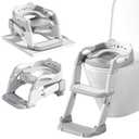 Potty Training Seat with Step Stool Ladder for Toddler, 3-IN-1 Convertible Potty Toilet, Upgrade Training Ladder for Boys & Girls, Includes Removable Urinal & Soft Cushion - Grey