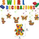 8th Birthday Decorations  Building Blocks Birthday Decorations 8 Year Old Boy  Party Kit: Number 8 Balloon, Banner, Cupcake & Cake Toppers, Balloons  Brick Theme Party Supplies for Boys 8 Years Old