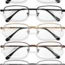 NOVIVON 5 Pack Reading Glasses for Men, Metal Blue Light Blocking Readers with Spring Hinges, Anti Eye Strain Eyeglasses (Gunmetal*2, Gold, Silver, Brown, 3.0)