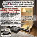 Indoor Cat Cage with Litter Box, Complimentary Cat Bed, Bow, Cat House with Wheels, Large Cat Villa Playpen, Small Animal Dog Kennel Cat Enclosures 42"(L) x 18.2"(W) x 46.2"(H)