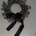 13 Inch Black Christmas Wreath Berry Black Silver Christmas Decoration with Large Bow Party Front Door Decorative Shatterproof Hanging Xmas Decors