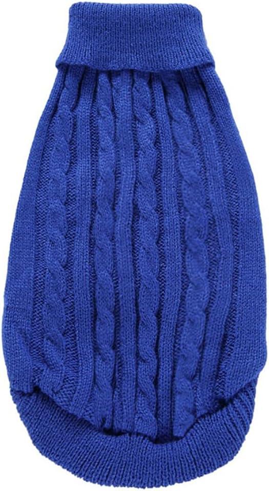 Doggie Pure Color Ribbed Two-Leg Sweater Knitwear Turtleneck Printed Christmas Cotton Vest Top for Teddy, Chihuahua, Shih Tzu, Yorkshire Terriers, Golden Retriever B-Dark Blue XX-Small 