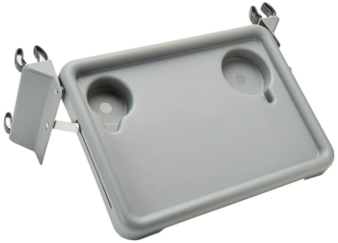 Lumex Folding Walker Tray with Cup Holders  Clip-On Walker Accessory, Tool-Free Installation, Grey