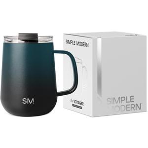 Simple Modern Travel Coffee Mug with Lid and Handle | Reusable Insulated Stainless Steel Coffee Tumbler Tea Cup | Gifts for Women Men Him Her | Voyager Collection | 12oz | Moonlight
