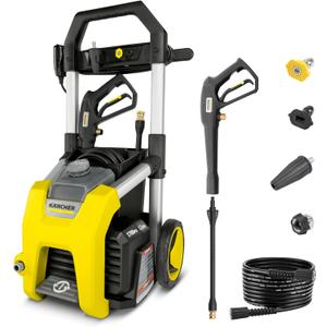 Krcher Pressure Washer K1700, CETA Certified, 3 Spray Nozzles, Detergent Tank, for Cars, Driveways, Siding, Patios, 1.2 max. GPM (Yellow)