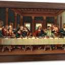 The Last Supper by Leonardo Da Vinci - Christian Wall Decor Religious Wall Art with Inner Wooden Frame Jesus Painting Poster Christian Art for Dining Room Church & Home Decor (10.6''H x 17.7''W)