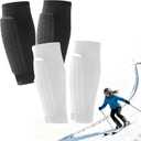 2 Pairs Ski Shin Guards, Soccer Shin Guards Pads for Kids Youth Adult Calf Compression Sleeve with Honeycomb Pads Lightweight Calf Protective Gear for Soccer &Ski Shin Pads Gear for Boys, Girls (Large, Black+White)