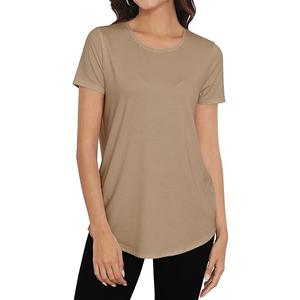 Smile Fish Women Crewneck Loose Fit Tunic Tops Short Sleeve Dressy Casual Summer Long Tee Shirts to Wear with Leggings Cotton Olive Green,XL
