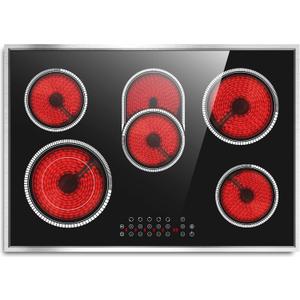 30 Inch Electric Cooktop, 5 Burner Electric Stove Top Touch Control, 8400W Built-in Ceramic Stovetop Burner 30" with Expandable Zone, Child Lock, Timer, Overheat Alert, 220-240v Hardwired