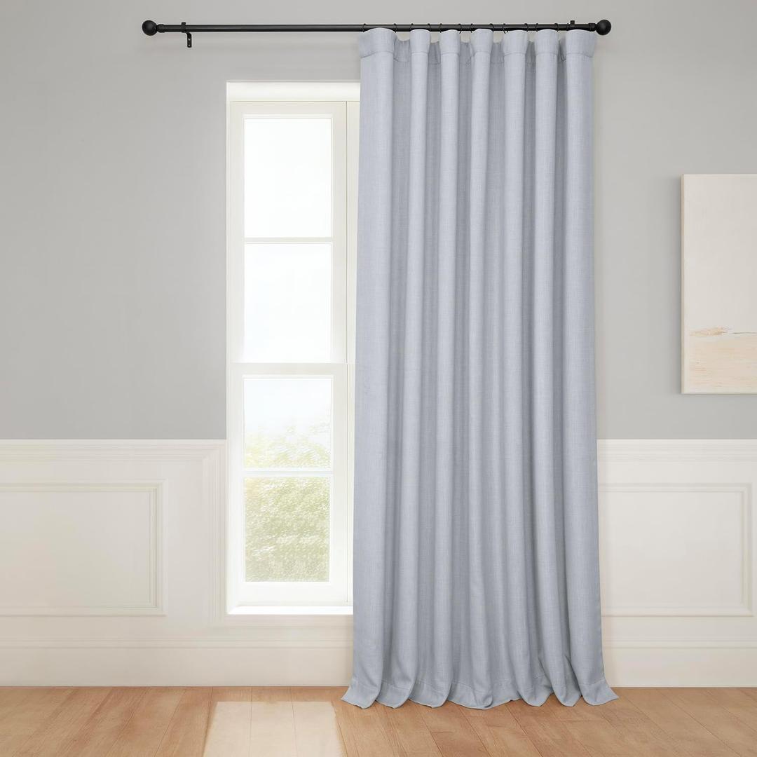 HPD Half Price Drapes - Faux Linen Curtains for Living Room (1 Panel) - 100W X 84L - Extra Wide Textured Room Darkening Curtains for Bedroom 84 Inches Long - Drapes for Home Decor, Heather Grey