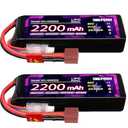 EMEPOVGY 11.1V Lipo Battery Pack 3S 2200mAh 50C with T Plug for FPV Drone Quadcopter RC Airplane Aircraft(2 Packs)