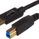 Amazon Basics USB-A to USB-B 3.0 Cable, 4.8Gbps High-Speed with Gold-Plated Plugs, 6 Foot, Black