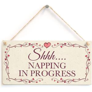 Meijiafei Shhh Napping in Progress - Beautiful Taking A Nap Notice Plaque 10"x5" (Napping in Progress)