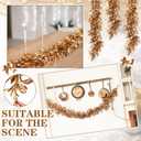 Dingion 6 Ft Christmas Gold Leaf Garland Artificial Boxwood Leaf Garland with Pearl White Berry for Christmas Fireplace Front Door Stairs Decoration Winter Engagement Birthday Wedding Party Supplies