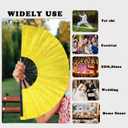 2 x Large Folding Glitter Rave Fan,Boots on The Ground Shiny Hand Clack Fans for Line Dancing Handheld Fan with a plush bag for Rave Outfits Accessories Festival Home Decoration and DIY (Gold)