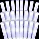 Liliful 100 Pcs LED Foam Sticks Bulk White Light up Sticks Flashing Glow Baton Wands Themed Party Set, Glow in the Dark Party Supplies for Wedding, Raves,Concert,Birthday,Sporting Events