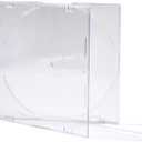 Maxtek Ultra Thin 5.2mm CD DVD Blu-Ray Clear Slim Jewel Case with Built in Frost Clear CD Tray, 25 Pack.
