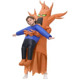 Inflatable Costume Kids, Halloween Tree Abduction, Dead Tree Blow Up Costume for Girls Boys Cosplay Themed Parties