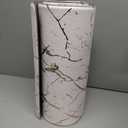 Silver Foil Stamped Marble Kitchen Mats for Floor 2PCS Cushioned Anti Fatigue Non Slip Waterproof Comfort Leather Kitchen Rugs 2/5 Inch PVC Kitchen Mats for Sink, Laundry, 17.3"x28"+17.3"x47",White