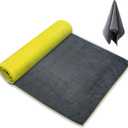 Yoga Mat Towel with Hand Towel, Extra Thick (600GSM) Soft Hot Yoga Towel, Non-Slip and Sweat Absorbent for Hot Yoga, Bikram, Pilates, and Fitness, 72" x 27.5", Dual-Color, Grey/Yellow